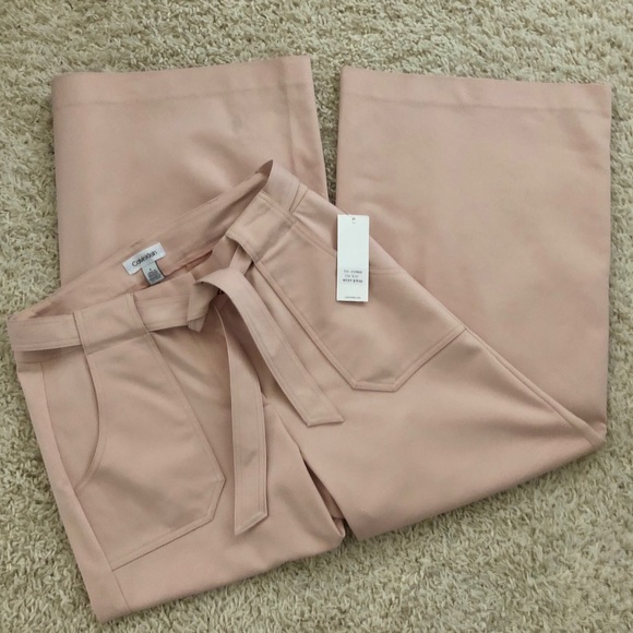 Calvin Klein Wide Leg Culotte Pants with Tie Belt - Picture 1 of 12
